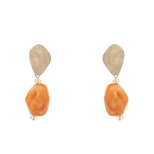 Dainty Ivory Dangle Earrings Crystal Drops & Danglers Orange Colour