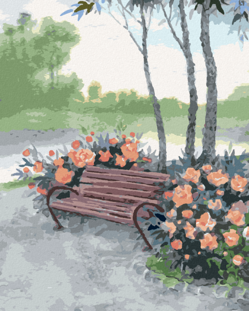 Paint by Numbers - BENCH IN THE FOREST BY THE RIVER