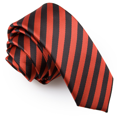 Thin Stripe Skinny Tie - Black & Red