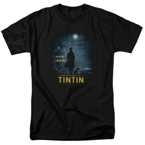 Trevco Tintin-Title Poster Short Sleeve Adult 18-1 Tee, Black - 5X