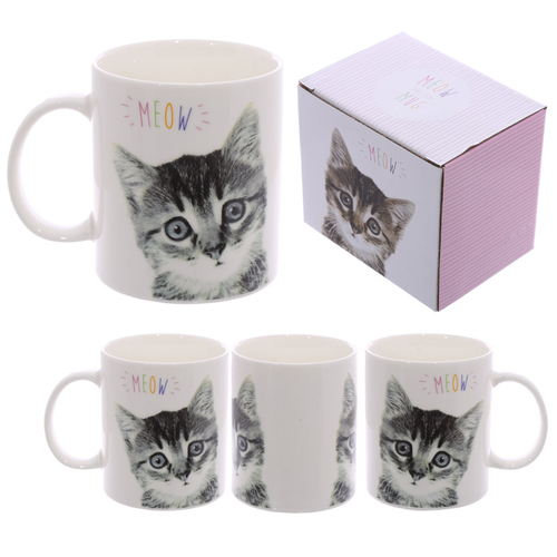 Fun Porcelain Mug - MEOW Cute Kitten Design