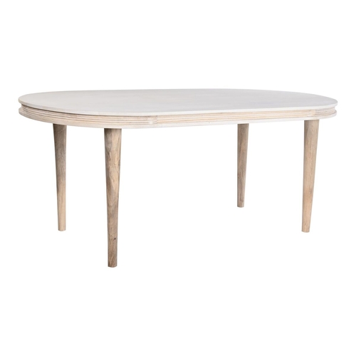 Dining Table DKD Home Decor White Golden Brass Mango wood 180 x 90 x