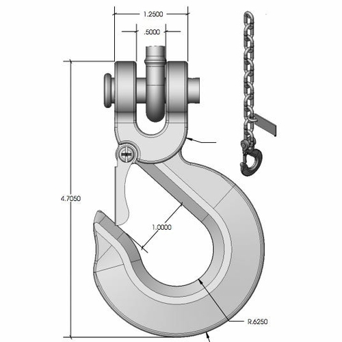 Lippert Components 11905028 in. Clevis Hook with Latch & CSA Tag - 11&