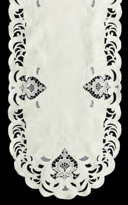 Sinobrite H7889-1 Ivory Elegance Oval Runner- 16 x 54 in.