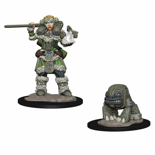 WizKids WZK73314 Girl Druid & Stone Creature Miniatures Pre-Painted Mi
