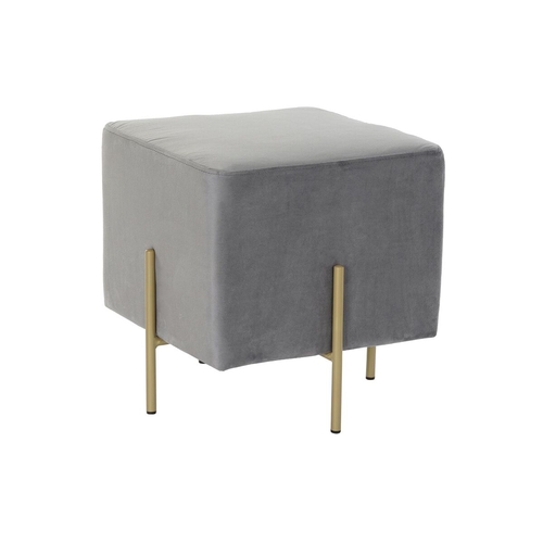 Footrest DKD Home Decor Scandi Grey Golden Metal Velvet 42 x 42 x 45