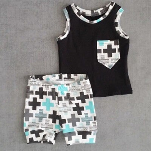 2pcs Baby Clothes Boys Kids Fashion Print Pocket