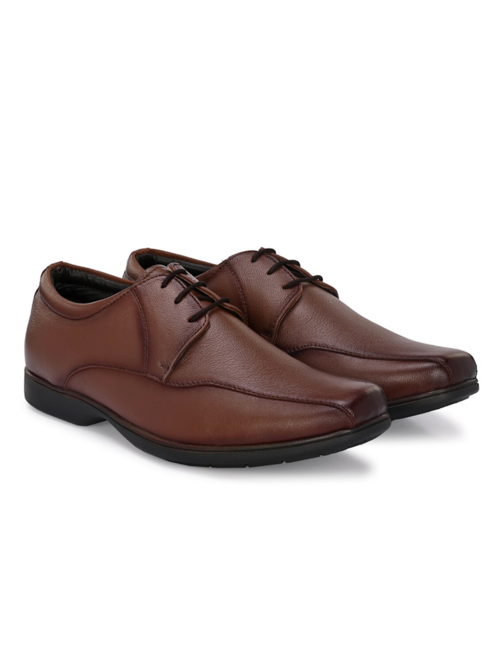 Men Solid Brown Lace-Up Derby(Size7)(Colorbrown)