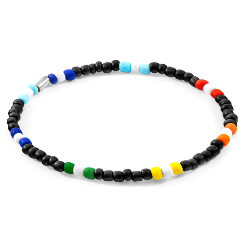 Black - Multicoloured Oscar Silver and Glass SKINNY Bracelet