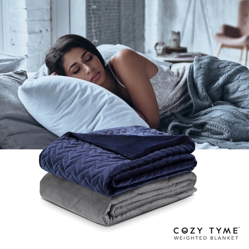 Cozy Tyme B17220-25NYK-UE 72 x 80 in. Iniko Weighted Blanket, Navy