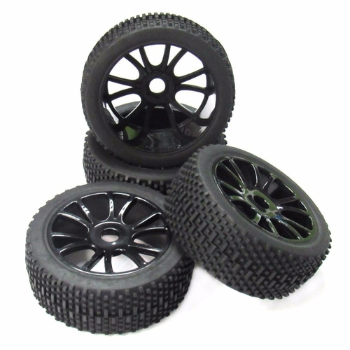 4Pcs Black Solid Hub Universal Rubber Tyre 17mm