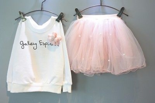 New 2016 Baby Girls clothes 2pcs suit Tops Tulle