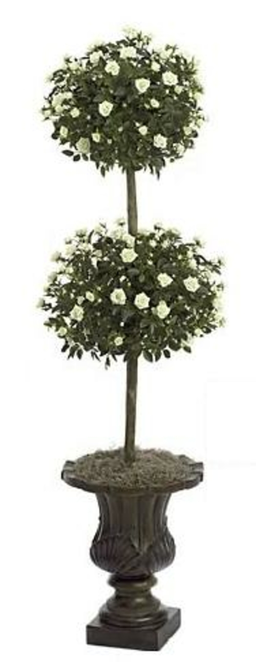 Autograph Foliages W-60230 - 4 Foot Mini Rose Ball Topiary - Cream