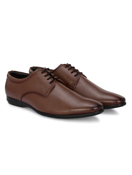 Men Solid Brown Lace-Up Derby(Size10)(Colorbrown)