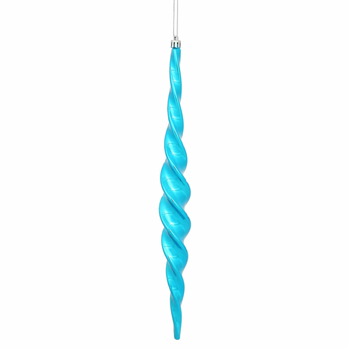 Vickerman N175112D 14.6 in. Turquoise Shiny Spiral Icicle Ornament - 2