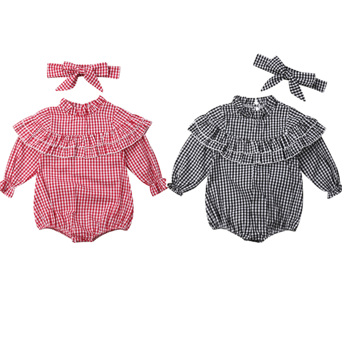 2PCS Newborn Baby Girl Bodysuits Long Sleeve
