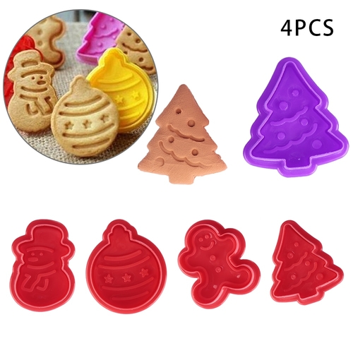 4PCS Merry Christmas Biscuit Cookie Plunger