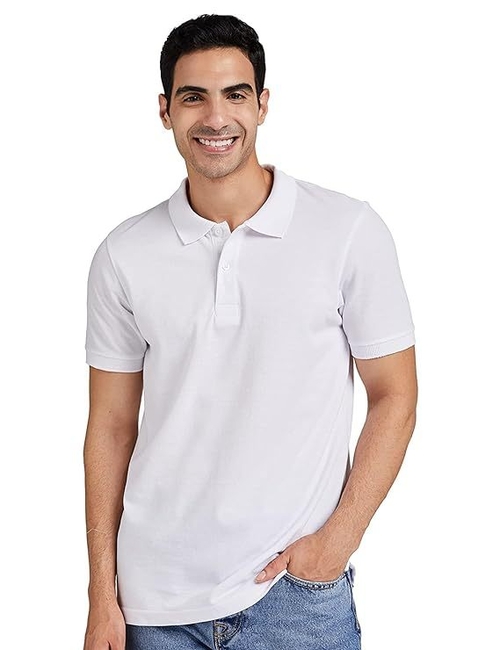 Mens Cotton Solid Regular Fit Half Sleeves Polo T-Shirt