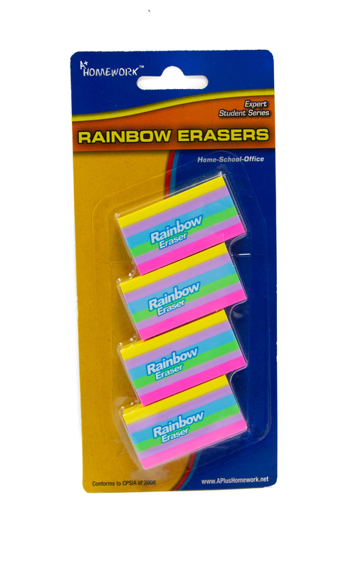 A+ Homework Rainbow Erasers - 48 Count, 4 Piece