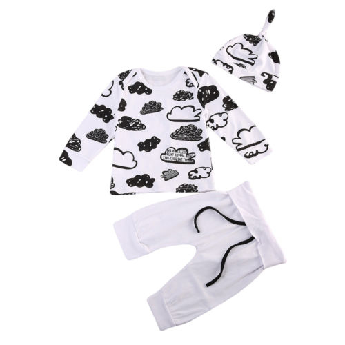 3pcs Newborn Baby Boys Girls Cotton Clothes Long