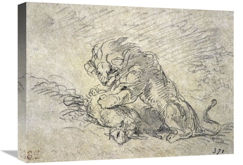 Global Gallery GCS-277373-22-142 22 in. Lion Consuming a Sheep Art Pri