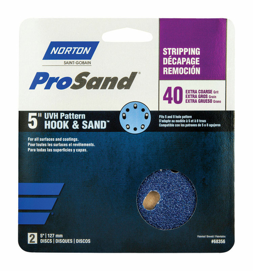 Norton 1918119 ProSand 5 in. Ceramic Blend Hook & Loop 5 & 8 Hole UVH 