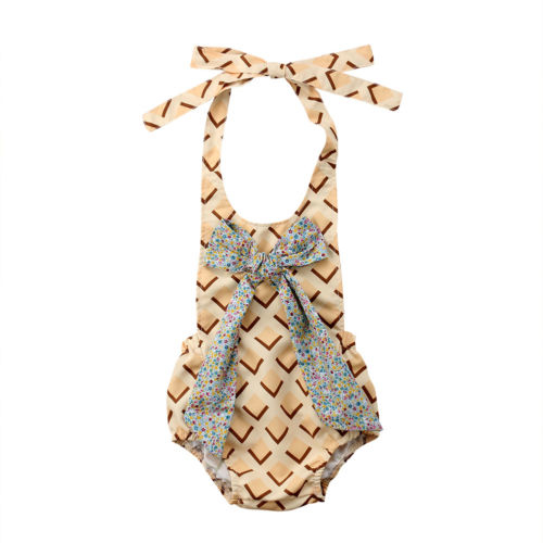 Newborn Baby Girl Floral Bowknot Plaid Strap