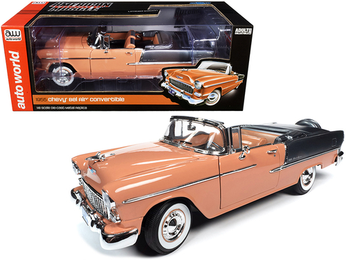 1955 Chevrolet Bel Air Convertible Coral and Shadow Gray 1/18 Diecast