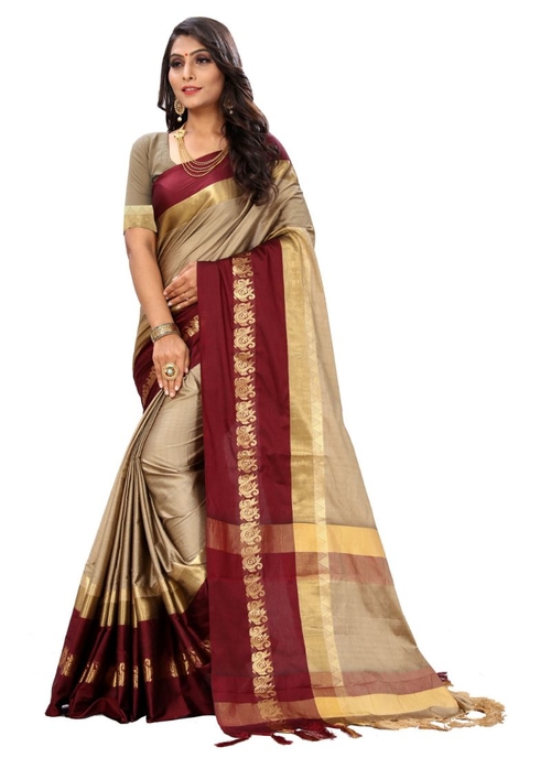 Generic Women's Cottton Silk Saree (Multi Color ,