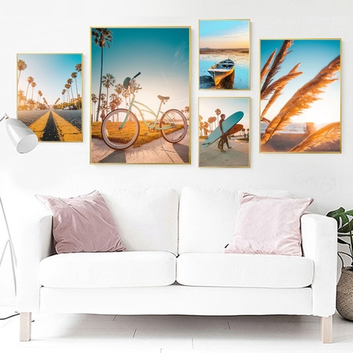 Sun Beach Coconut Tree Ship Landscape