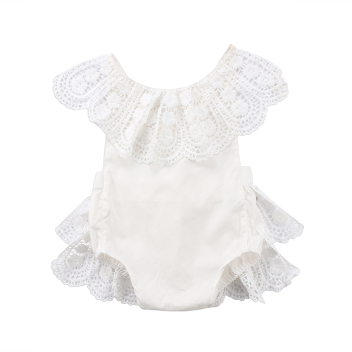 Lace Bordered White Newborn Baby Girls Cotton