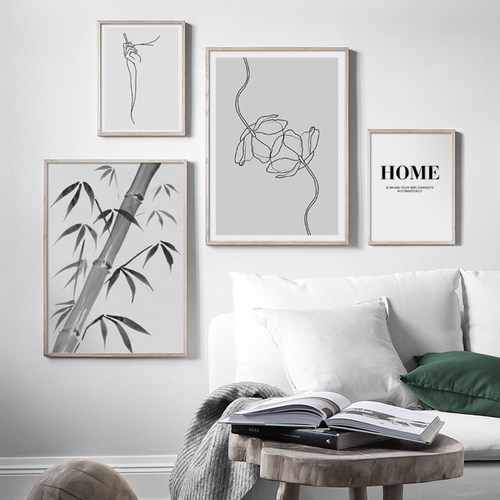 Bamboo Leaf Branch Abstract Girl Curve