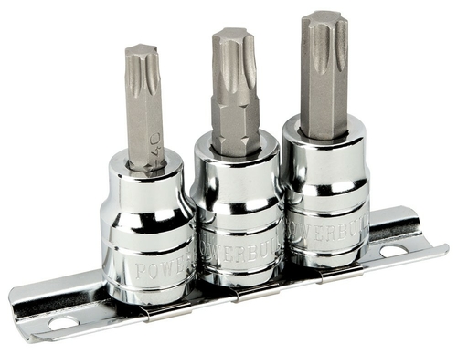 Powerbuilt 3 pc 3/8in Drive Brake Caliper Star Bit Set - 648337