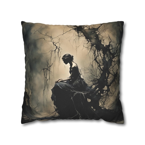 Gothic Allure - Shadowed Whispers Fairy Throw Pillow Cover