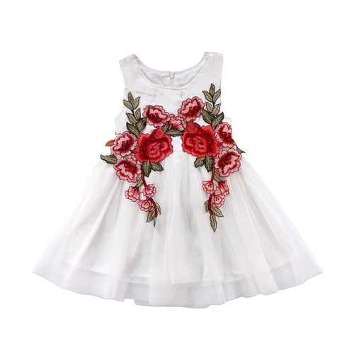 Hot White Birthday Sleeveless Ball Gown Kids