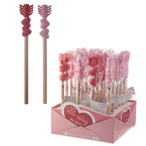 Fun Love Heart Arrow Pencil and Eraser Set