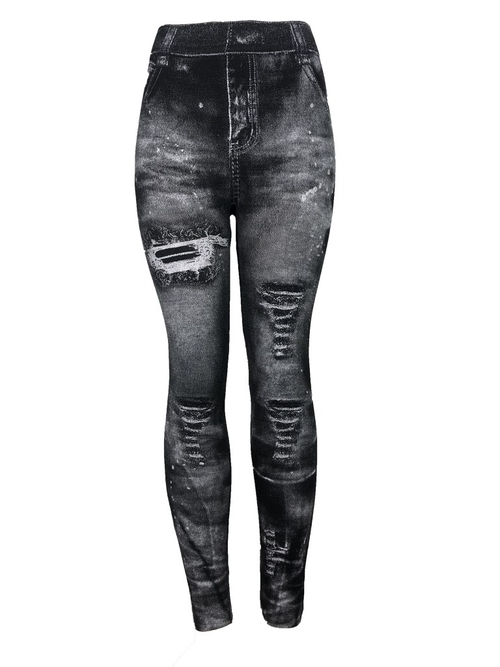  Women Plus Size Imitation Denim Print