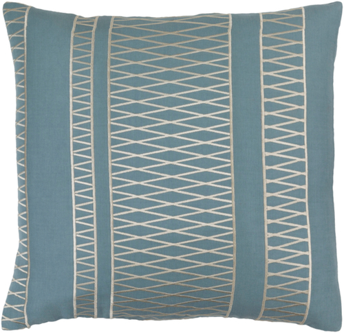 Surya COR001-2020 Cora Pillow Cover - Denim & Beige - 20 x 20 x 0.25 i