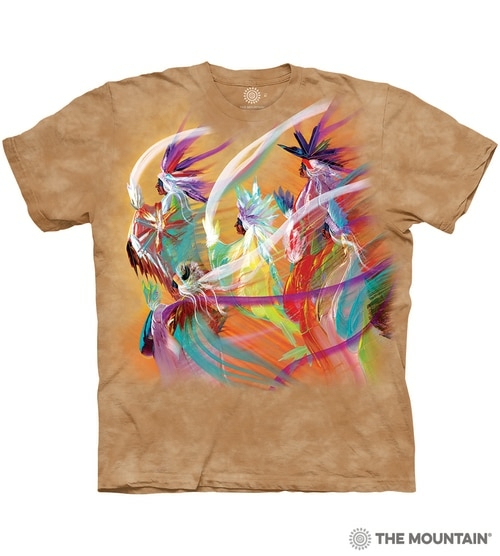 The Mountain 1064152 Tan Rainbow Dance Adult Classic Tee - Large