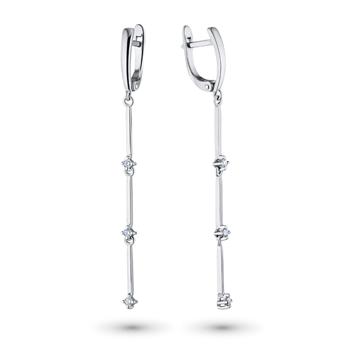 Sterling Silver Earrings with 6 Round-Cut Lab-Created Diamonds 0.207
