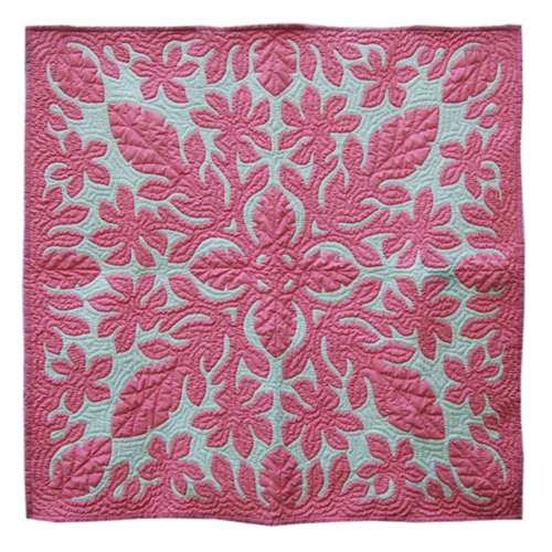 42″ Hawaiian Quilt Wall Hanging – Dusty Rose Bird of Paradise Design