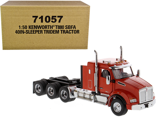 Kenworth T880 SBFA 40\ Sleeper Cab Tridem Truck Tractor Orange 1/50