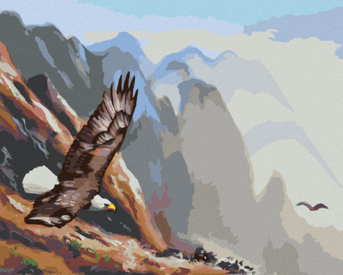 Zuty - Paint by Numbers - FLYING EAGLE IN THE MOUNTAINS (D. RUSTY