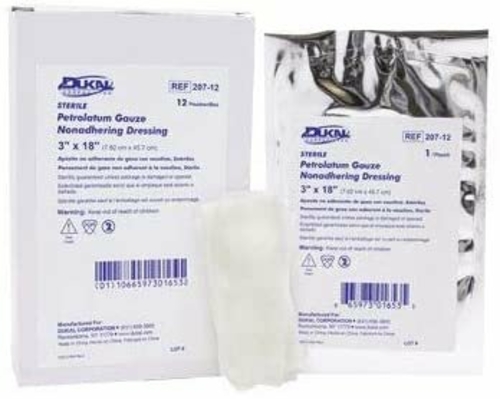 Dukal Impregnated Gauze Dressings. Pack of 12 Sterile Petrolatum