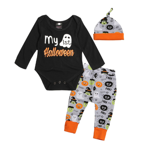 3PCS Halloween Newborn Baby Girls Clothes Set For