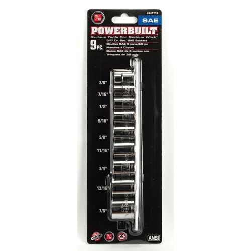Powerbuilt 9 Pc. 3/8in Dr. SAE 6 Pt. Socket Set - 641716