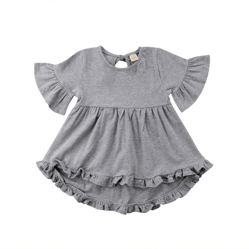 Kids Girls O Neck Falbala Ruffled Mini Summer