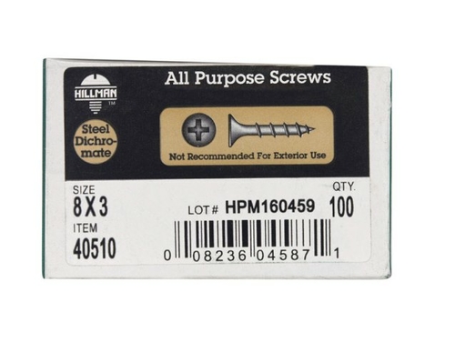 Hillman 40510 8 x 3 in. Phillip All Purpose Zinc & Yellow Dichroma