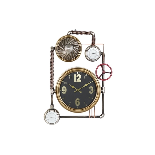 Wall Clock DKD Home Decor Valves Crystal Golden Iron (50,5 x 12 x 73