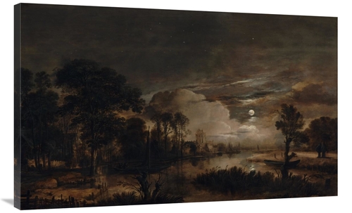 Global Gallery GCS-459978-44-142 44 in. Moonlit Landscape with A View 
